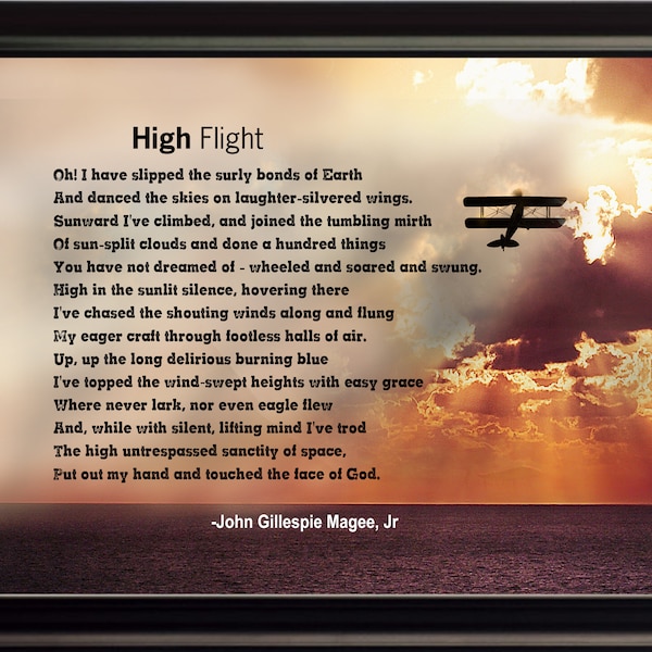 John Gillespie Magee, Jr High Flight Poster, Print, Picture or Framed Photograph