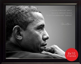 Barack Obama Photo, Picture, Poster or Framed Quote "A Change is Brought" - Inspirational Famous Quotes, USA President, High Quality Print