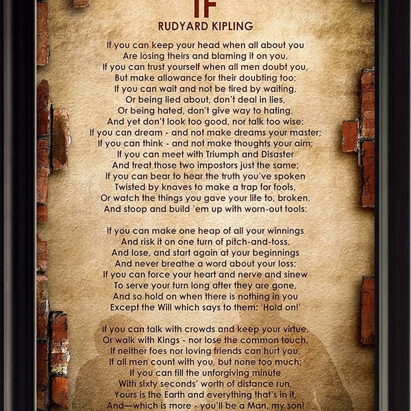 Rudyard Kipling If Poem 8x10 Framed | Motivational Poster, Print, Picture, Wall Art Decor - Inspirational Poems Collection