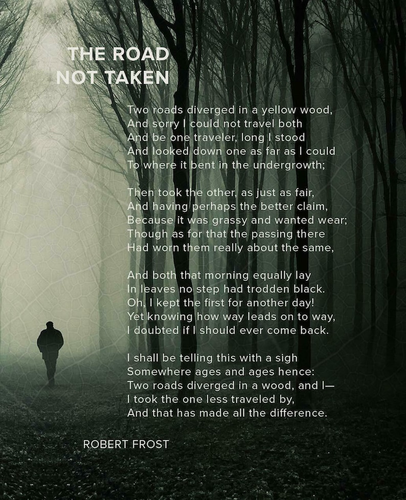 The Road Not Taken Motivational Poster Print Picture or Framed Etsy