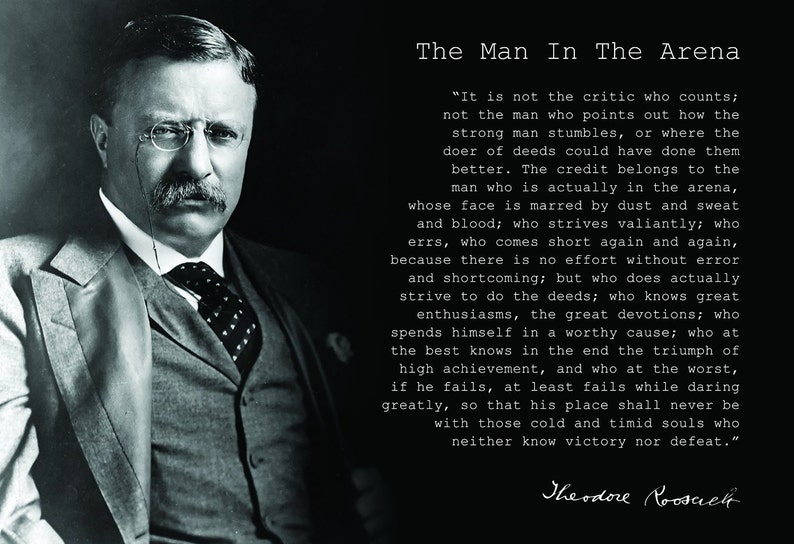 Theodore Teddy Roosevelt the Man in the Arena Quote 24x36 Canvas
