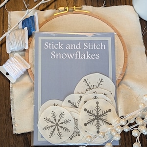 Snowflake Stick and Stitch, Embroidery Stickers, Winter Embroidery, Snow Embroidery, Kits, Snowflake, Christmas, Winter,