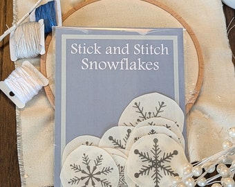 Snowflake Stick and Stitch, Embroidery Stickers, Winter Embroidery, Snow Embroidery, Kits, Snowflake, Christmas, Winter,