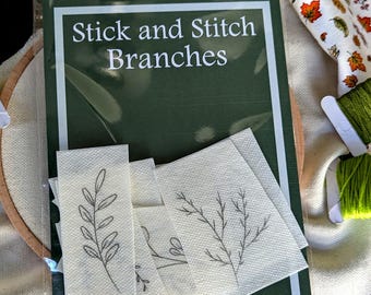 Branches Stick and Stitch, Embroidery Stickers, Pumpkin Embroidery, Fall Embroidery, Kits, Leaves,