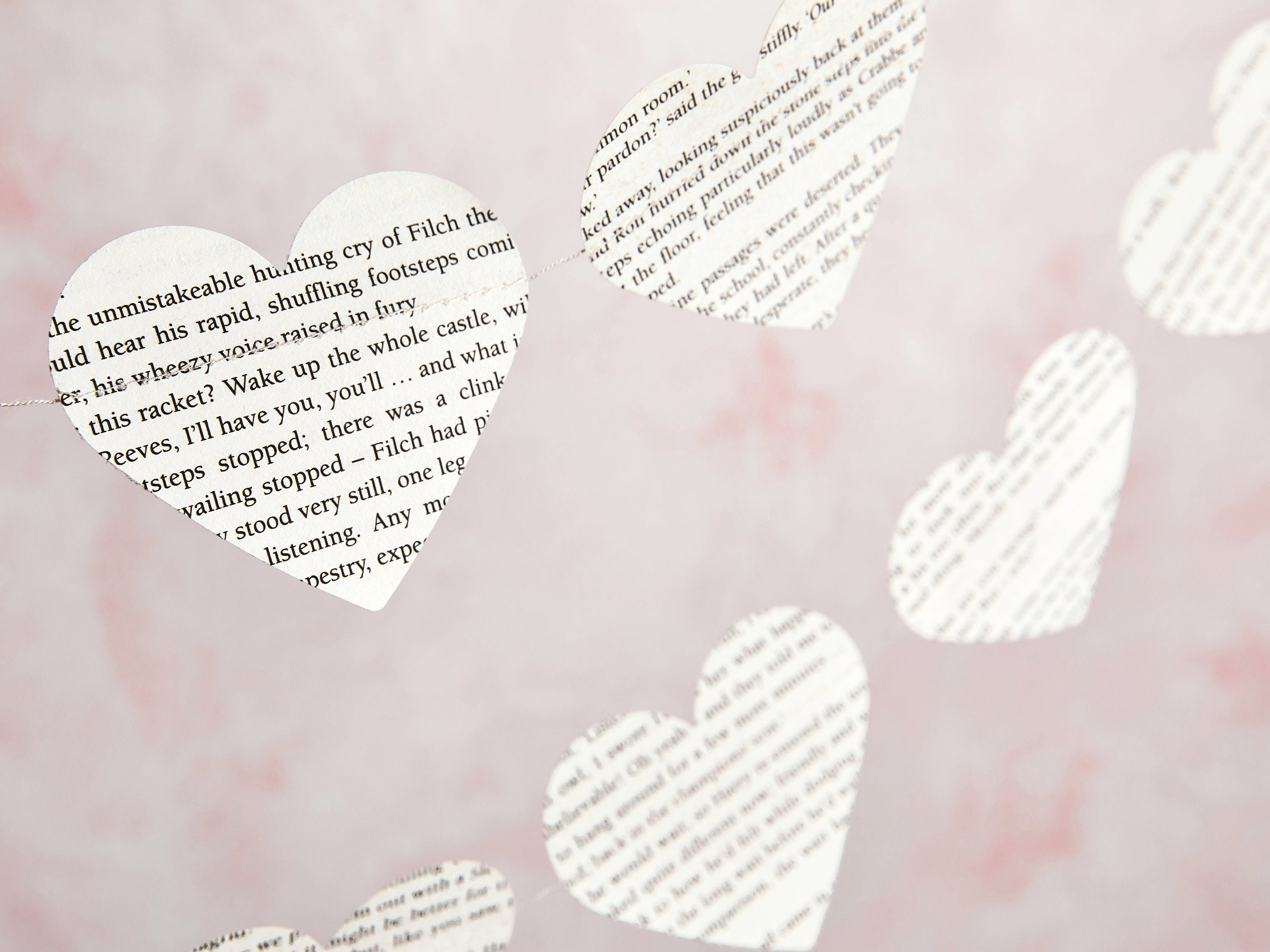 Book Pages Heart Garland Paper Wedding Decoration Birthday Etsy