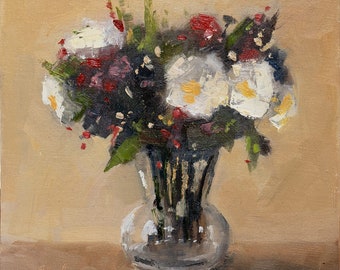 Original, impressionist, floral, still life, oil painting, Art - Flowers