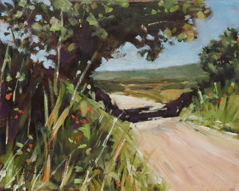 Countryside Road in Provence, France, pleinair, impresionist, landscape, oil painting, Art image 1
