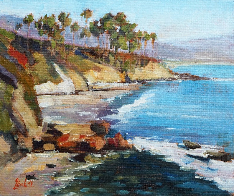 Giclee print, Original, Impresionist, Landscape, Seascape oil Painting, Laguna Beach, California image 1