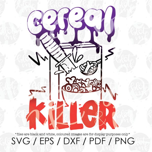 Cereal Killer SVG - Cute Funny Kids Fall Halloween Cereal Serial Killer Joke Clipart T-shirt Design SVG - Hand Lettered SVG - Blot And Ink