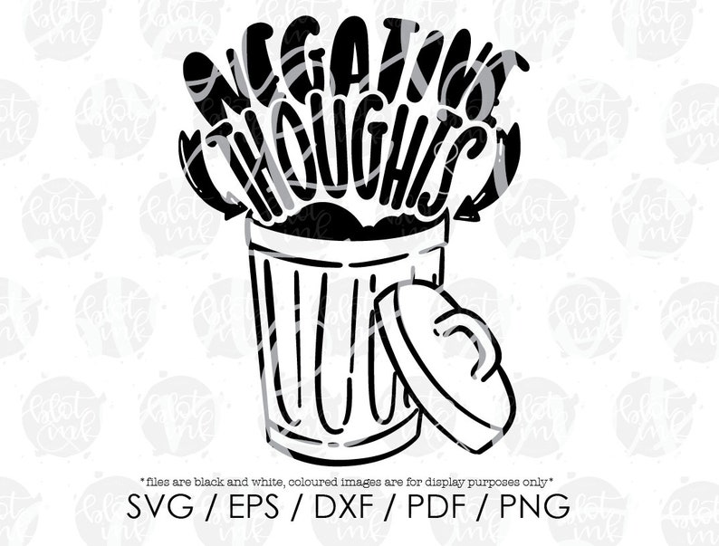 Negative Thoughts in the Trash SVG Funny Adult Kids Positive - Etsy