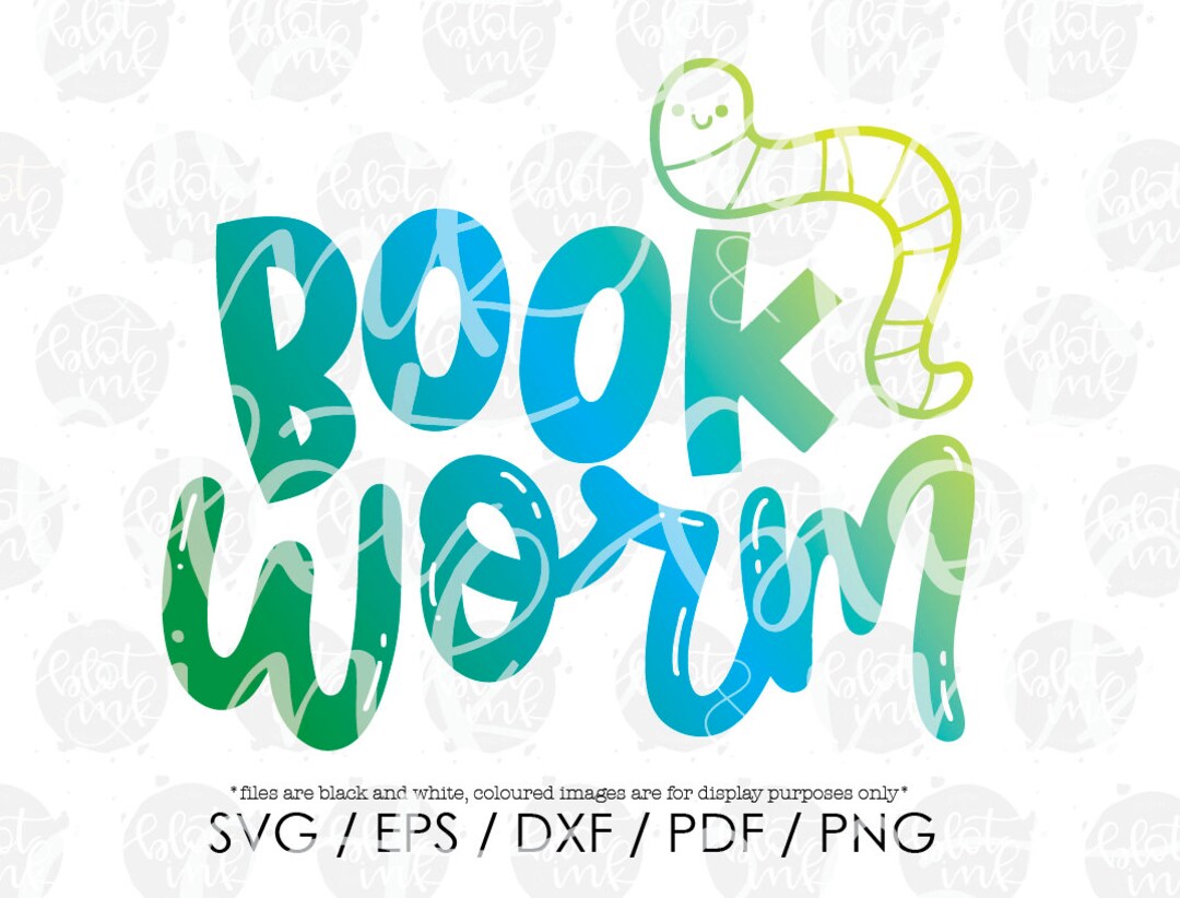 Book Worm SVG Book Reader Kids Decor T-shirt Book Bag Design - Etsy
