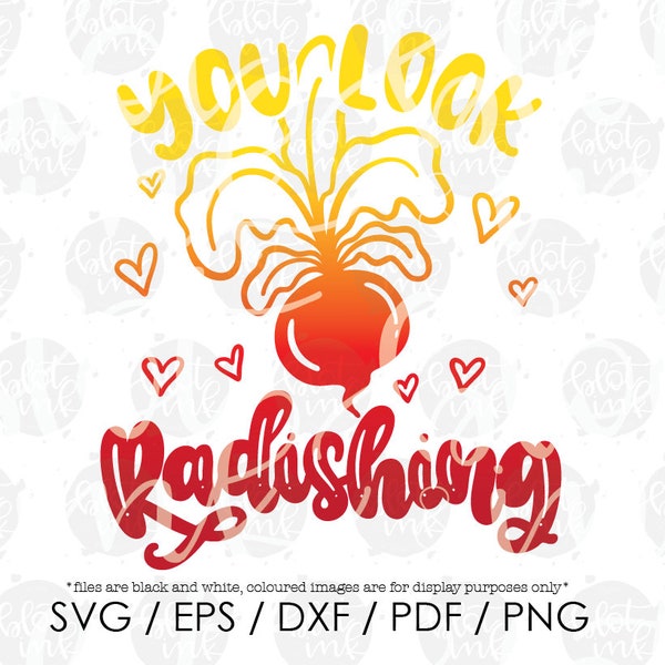 You Look Radishing SVG - Vegetable Pun Funny Cute Kids Adults Farmers Market Design Tote Bag SVG - Hand Lettered SVG - Blot And Ink