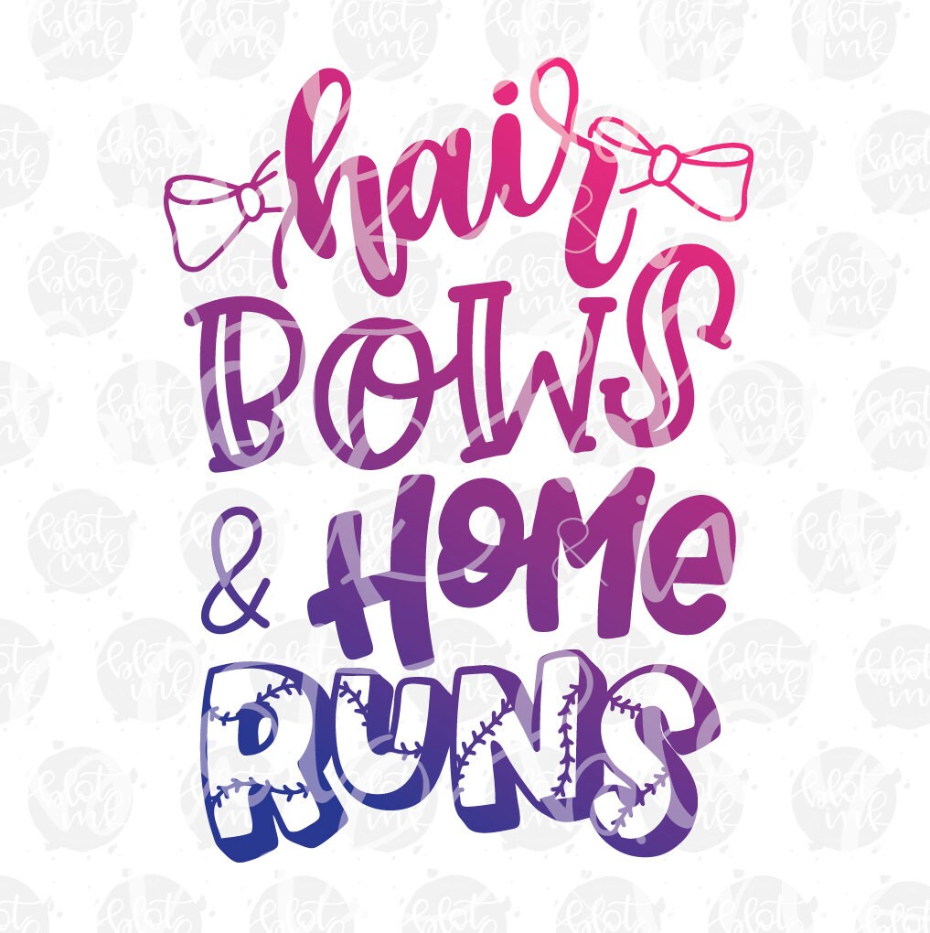 Download Hair Bows And Home Runs SVG Girly Baseball Softball Design ...