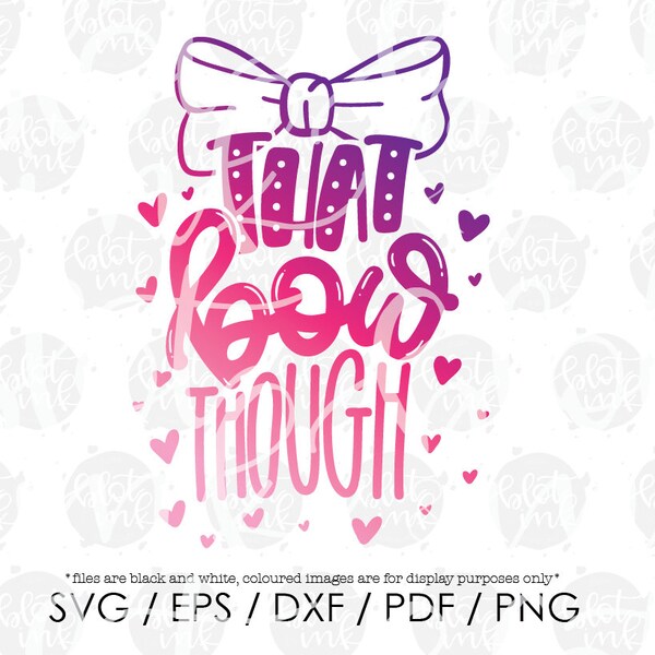 Qui noeud si SVG - drôles enfants mignons Girly Big Hair Bow Design Clipart SVG - à la main en lettres fichier coupe SVG - tache et à l’encre - téléchargement numérique