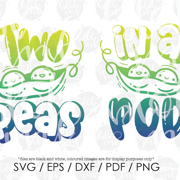 Two Peas In A Pod SVG - Funny Cute Kids Twins Siblings Vegetable Pun Farmers Market Design Tote Bag SVG - Hand Lettered SVG - Blot And Ink