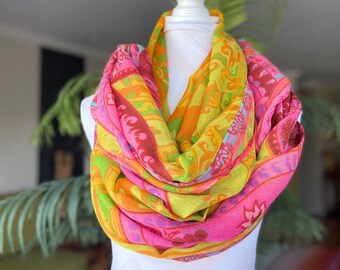 Cashmere Scarf Pashmina Shawl, Paisley Yellow Pink floral Stole, Long Scarf, Unisex Accessory, Pure Wool Wrap  warm Lightweight