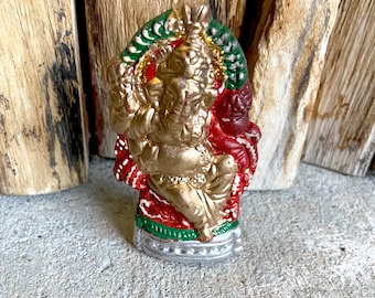 Vintage Ganesha Statue: Handmade Indian Elephant God Shrine Idol
