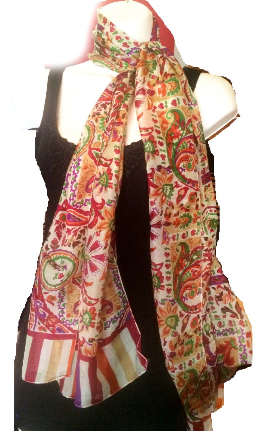 Kantha Silk Scarfred Floral Scarfsilk Wrap100% - Etsy