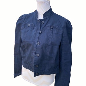 Vintage Juicy Couture Jacket, Navy Blue, Size L, button down, Motorcycle style Jacket, bomber jacket
