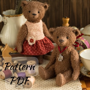 Patron d'ours en peluche pdf Tutoriel de couture sur les modèles d'ours Petit modèle facile d'ours Tutoriel de peluche articulée en mohair d'artiste de 7 pouces