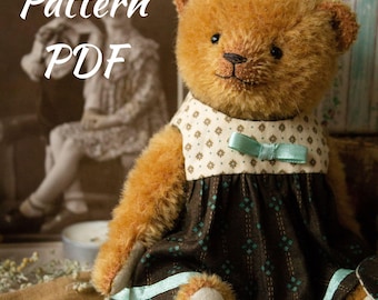 Modello di cucito per abiti da orso artista in formato PDF, modelli di abbigliamento per orsacchiotti