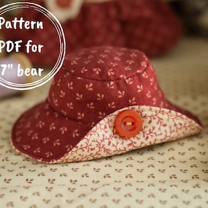 Hut Kleidung Schnittmuster pdf mit Fotos Tutorial für 18 cm klassisches Künstler Plüschtier Teddybär