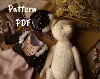 Vintage plush bear sewing pattern, artist teddy bear sewing pattern, plush soft toy pattern, stuffed animal sewing patterns
