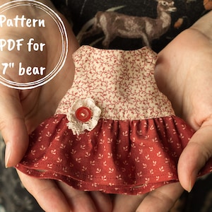 Dress clothes pattern pdf with photos step-by-step tutorial for 7 inches classic artist teddy bear