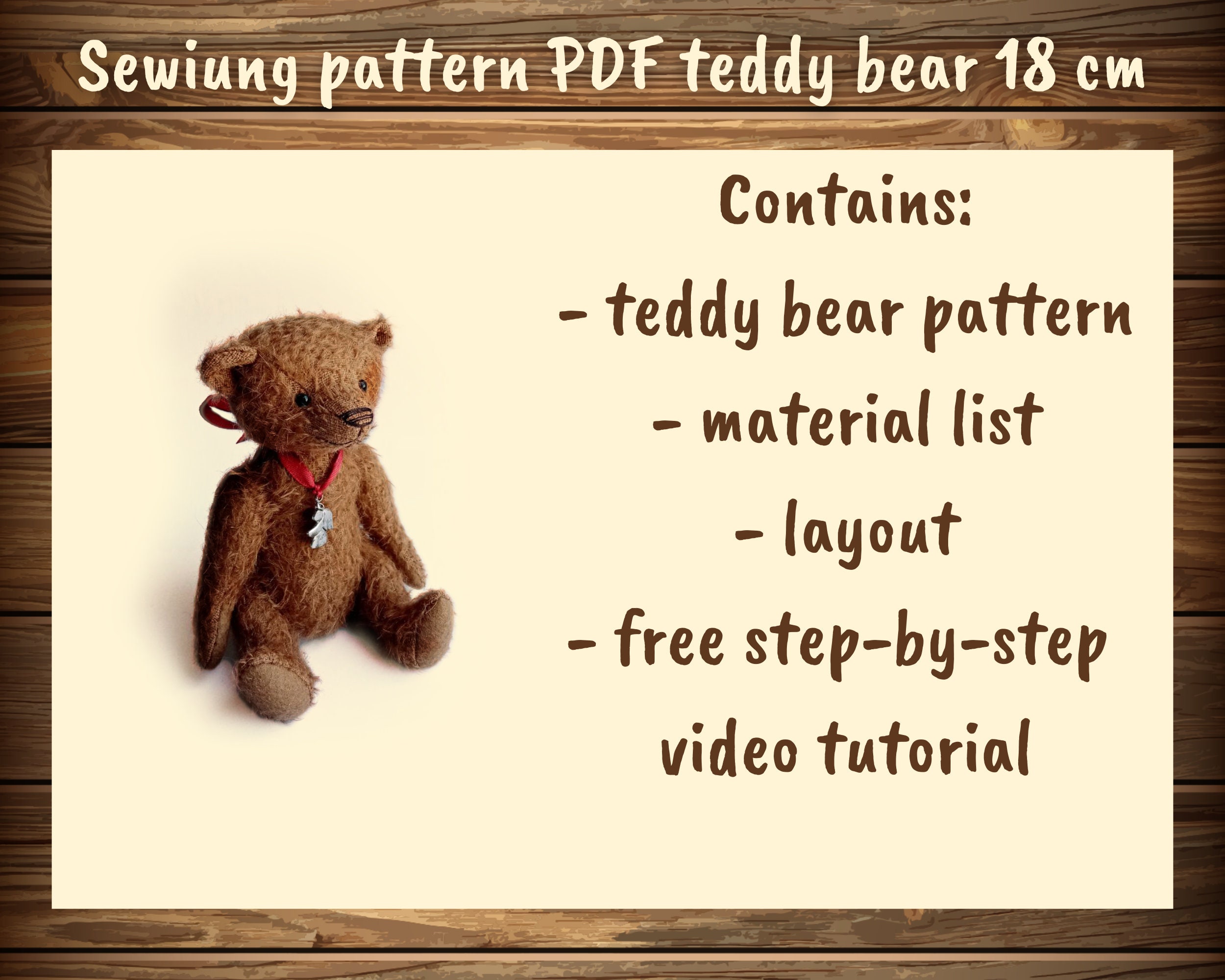 Teddy Bear Pattern Pdf Bear Sewing Patterns Tutorial Small Bear Pattern ...