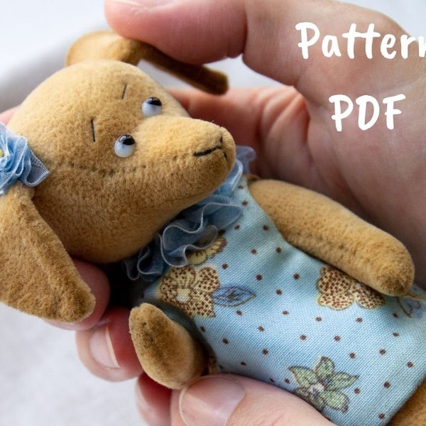 PDF Dog with blue dress sewing pattern, dachshund patterns, stuffed dog puppy pattern, sausage dog pattern, plushie pattern