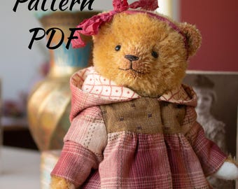 Patrón en PDF para abrigo de osito de peluche, patrones de costura para ropa de osito de peluche de artista, juguetes de ropa