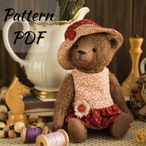 7 inches Easy Mohair Teddy bear sewing pattern PDF Instructions with clothes Jointed Artist bear patterns Video tutorial for Beginners diy