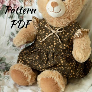 Patrón de ropa para osito de peluche Build-A-Bear en PDF, 42 cm (16.5 pulgadas). Incluye vestido y otros accesorios.