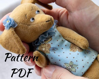 Dog sewing pattern PDF dachshund stuffed dog puppy patterns plushie animal
