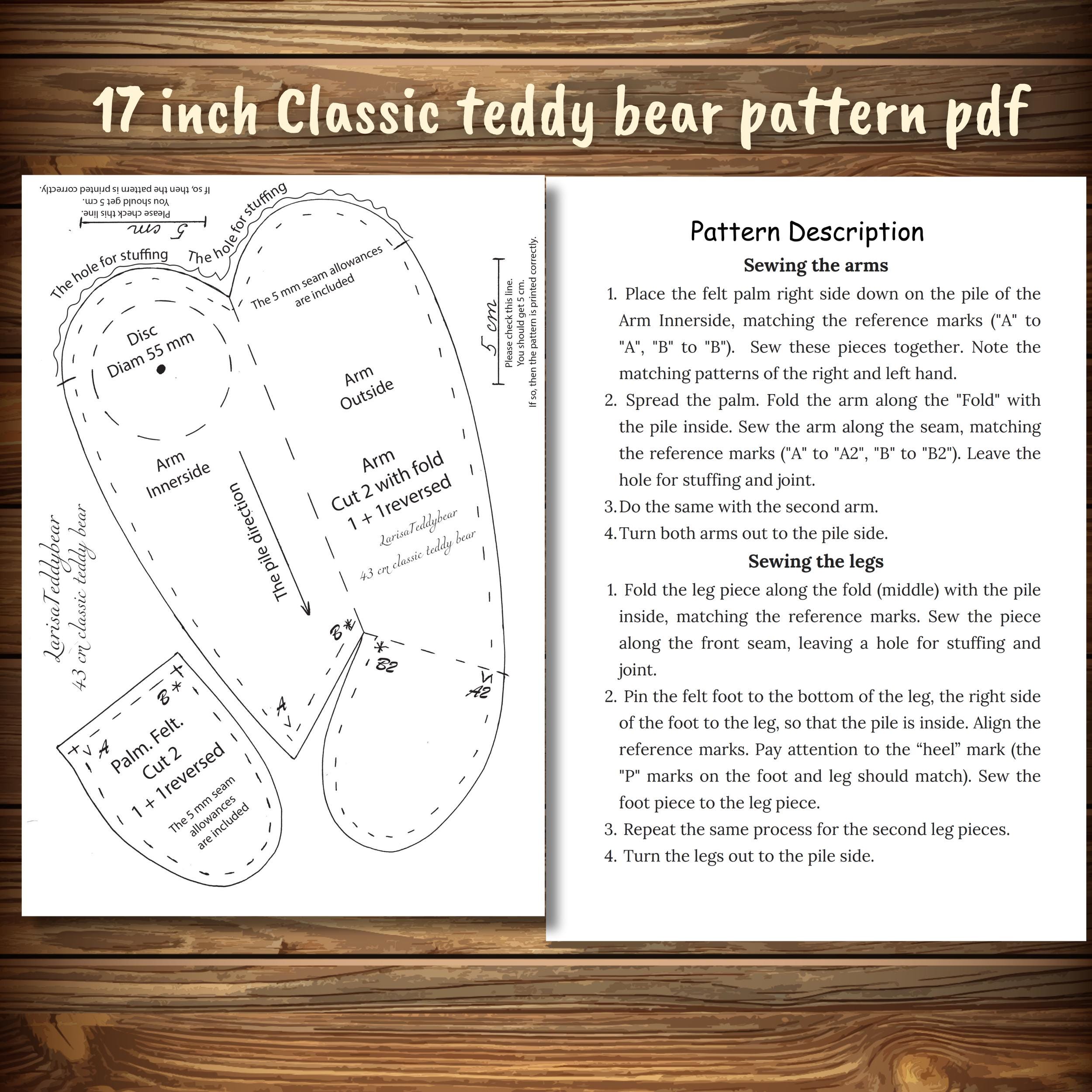 Classic Mohair Bear Pattern Sewing, 43 Cm 17 Inches Growler Teddy Bear ...