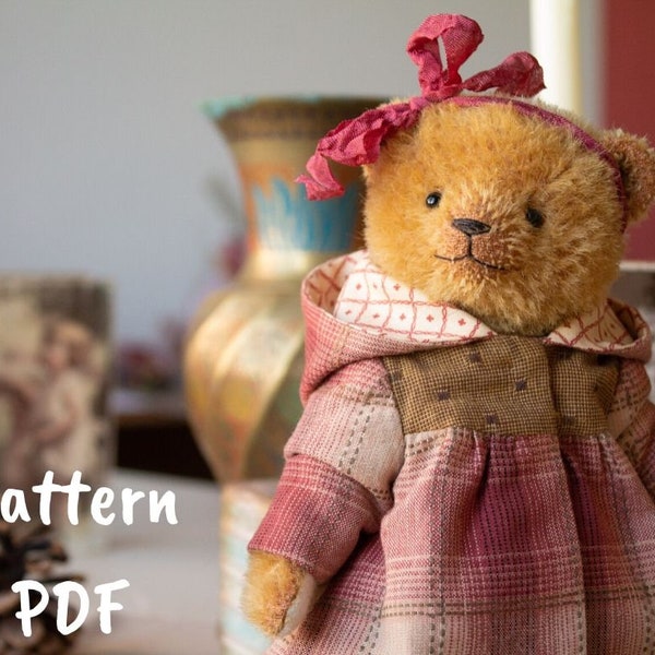 PDF Patron de manteau d'ours en peluche, vêtements d'ours en peluche, patron de couture de vêtements d'ours en peluche, patrons d'ours d'artiste, patron de vêtements de poupée