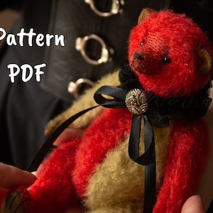 Artist teddy bear pattern, plush bear sewing patterns, teddy bear sewing pattern pdf, vintage bear making