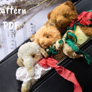 Fox, Elephant, Piggy, Bear sewing patterns, stuffed animal patterns, plushie pattern, plush sewing pattern