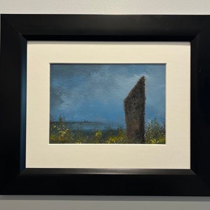 Pintura Sentinel: Arte paisajístico acrílico sobre papel libre de ácido