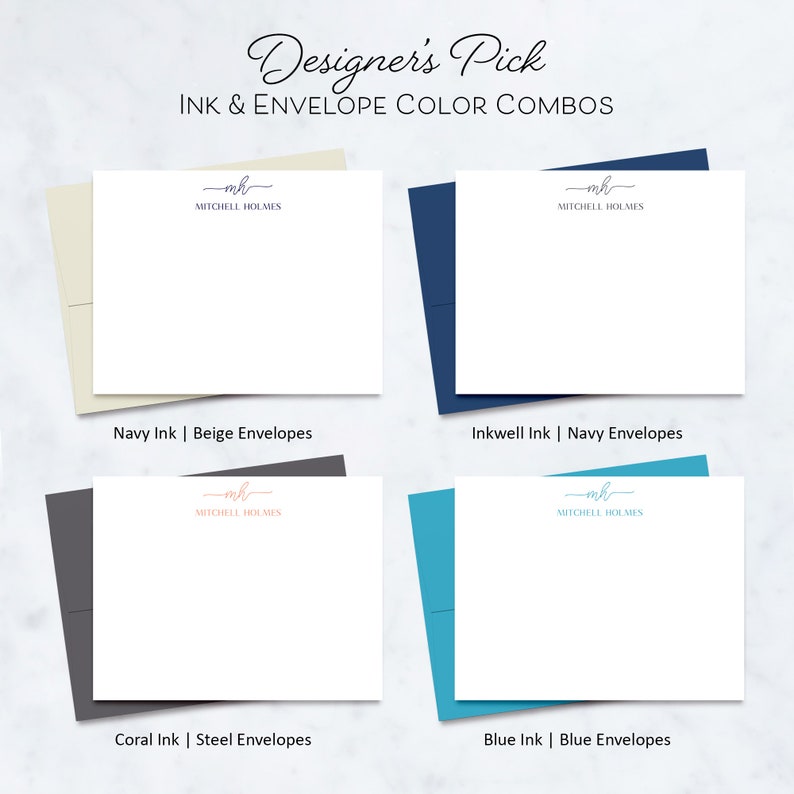 Personalized Stationery Monogram Note Cards with Envelopes, Professional Stationery, Corporate Gifts for Employees, Business Note Cards DC 3 image 3
