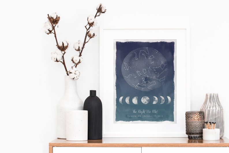 Star Map Print, Personalized Star Map by Date, Constellation Map, Astronomy Gifts, Star Chart, Custom Star Map Poster, Star Map Baby image 5
