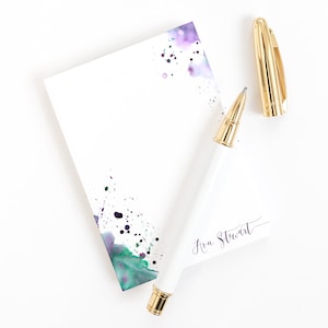 Personalized Stationery Personalized Notepad Set Personalized Note Pad Abstract Watercolor Stationery Letter Writing Set Stationery Paper image 1