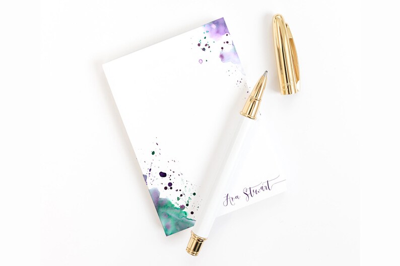 Personalized Stationery Personalized Notepad Set Personalized Note Pad Abstract Watercolor Stationery Letter Writing Set Stationery Paper image 1