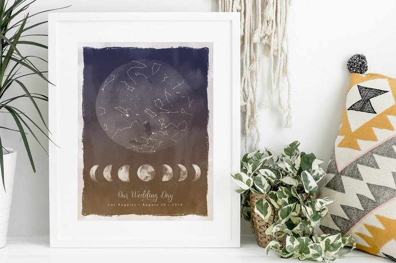 Star Map Print, Personalized Star Map by Date, Constellation Map, Astronomy Gifts, Star Chart, Custom Star Map Poster, Star Map Baby Golden Dusk