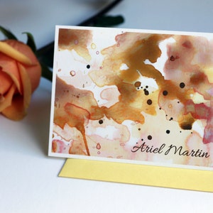 Pink Watercolor Stationery Personalized Stationery Set Modern Calligraphy Watercolor Cards Gold Watercolor Stationary Personalized Notecards image 3