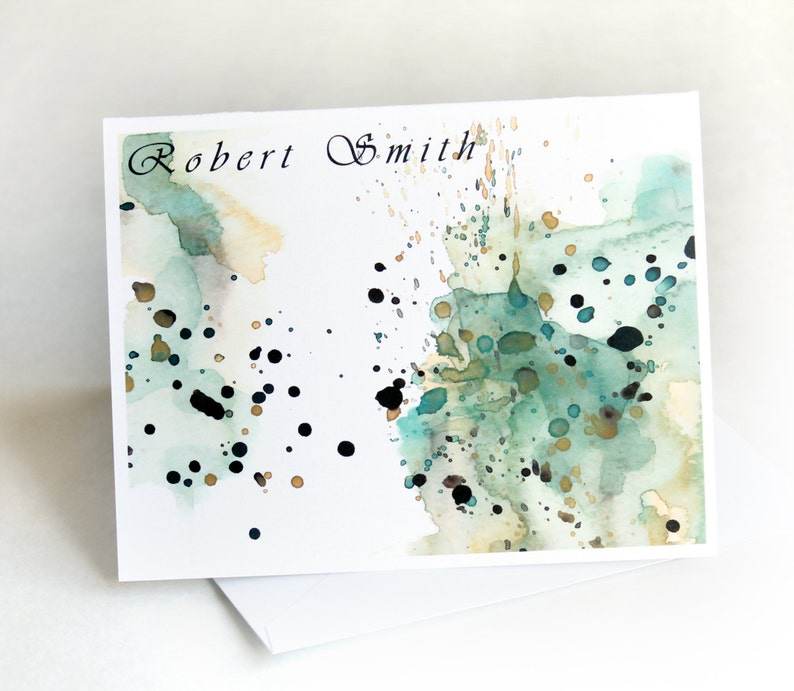 Personalized Stationery Note Cards Stationary Set Personalised Gifts for Him Wedding Stationery Thank You Card Set Watercolor Notecards image 2