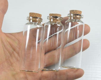 wholesale 100pcs mini glass bottles,10ml 15ml 20ml 25ml 30ml 40ml 55ml 60ml small Glass Vials Bottles large Jars with Cork Stoppers