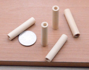 15 natural wood tube bead,geometric wooden tube bead,necklace jewelry.(50x10mm)