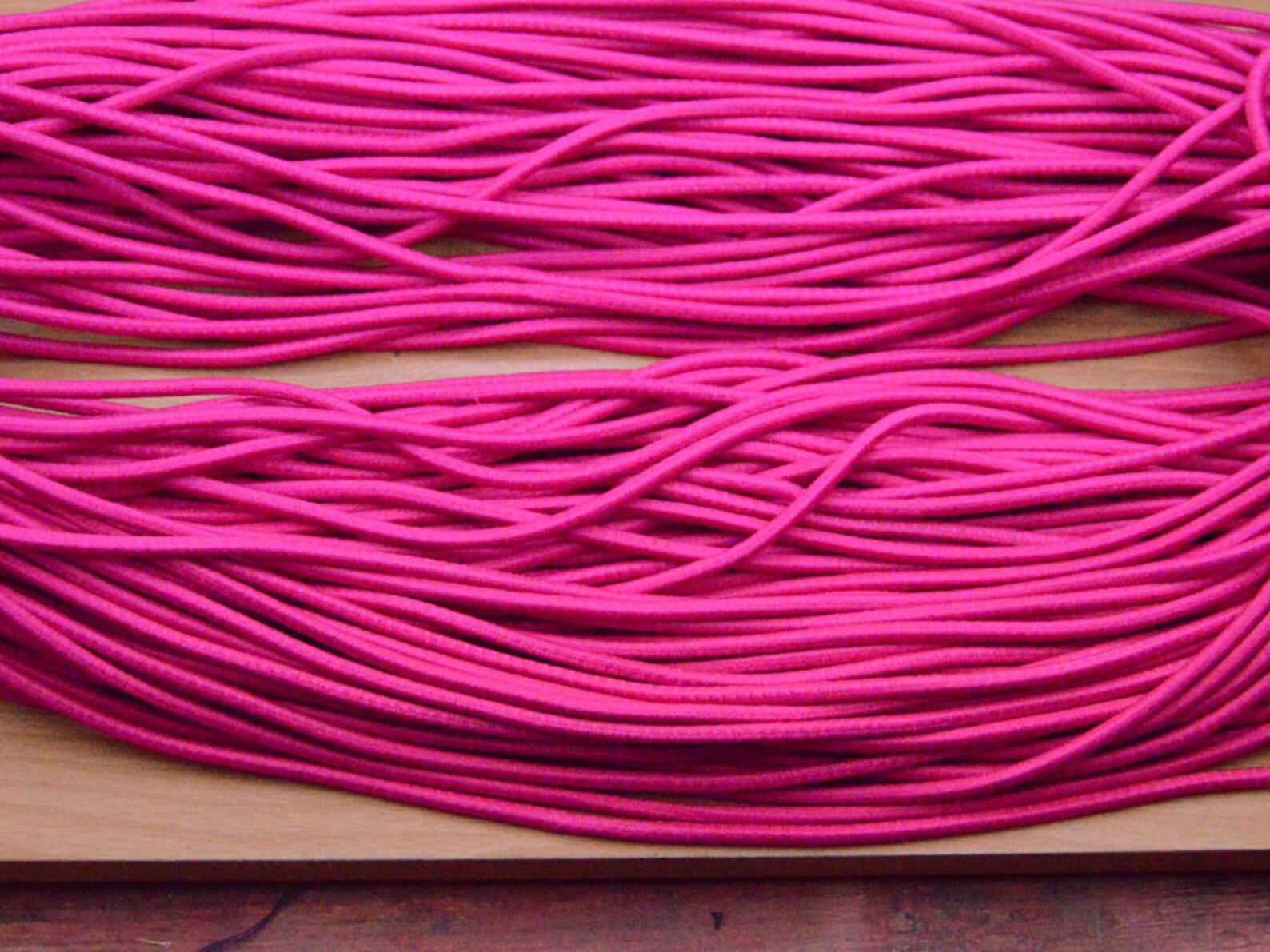 Hot Pink Elastic Cord Satin Covered Rubber Bands Thick Rose Etsy