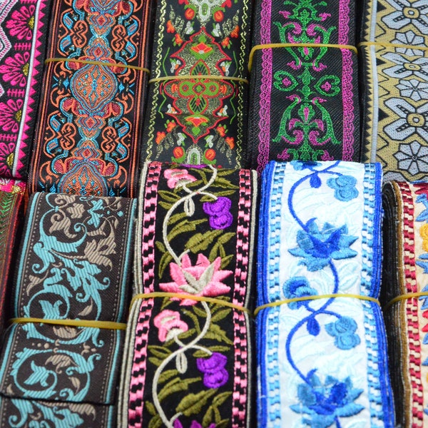 Ethnic Border,5cm wide Floral Jacquard ribbon trim,Geometric Embroidery woven tape Jacquard trim sewing craft border